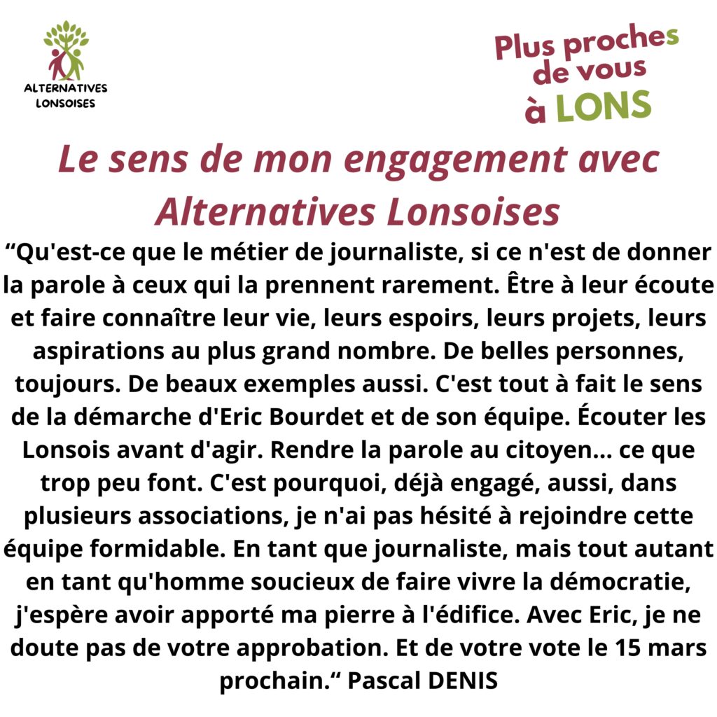 Alternatives lonsoises avec Eric BOURDET